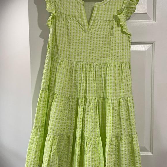 Roller Rabbit Green Gingham Seersucker Cotton Dress Medium - Picture 2 of 4
